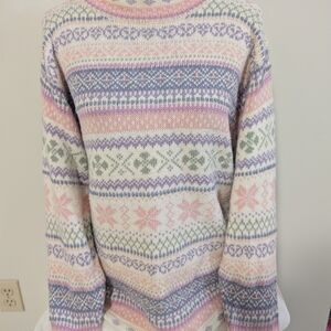 VINTAGE DENVER HAYES 100% COTTON PATTERNED KNIT SWEATER MADE IN HONG KONG